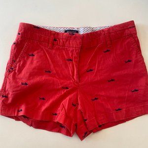 British Khaki - Red and Navy Cotton Blend Shorts